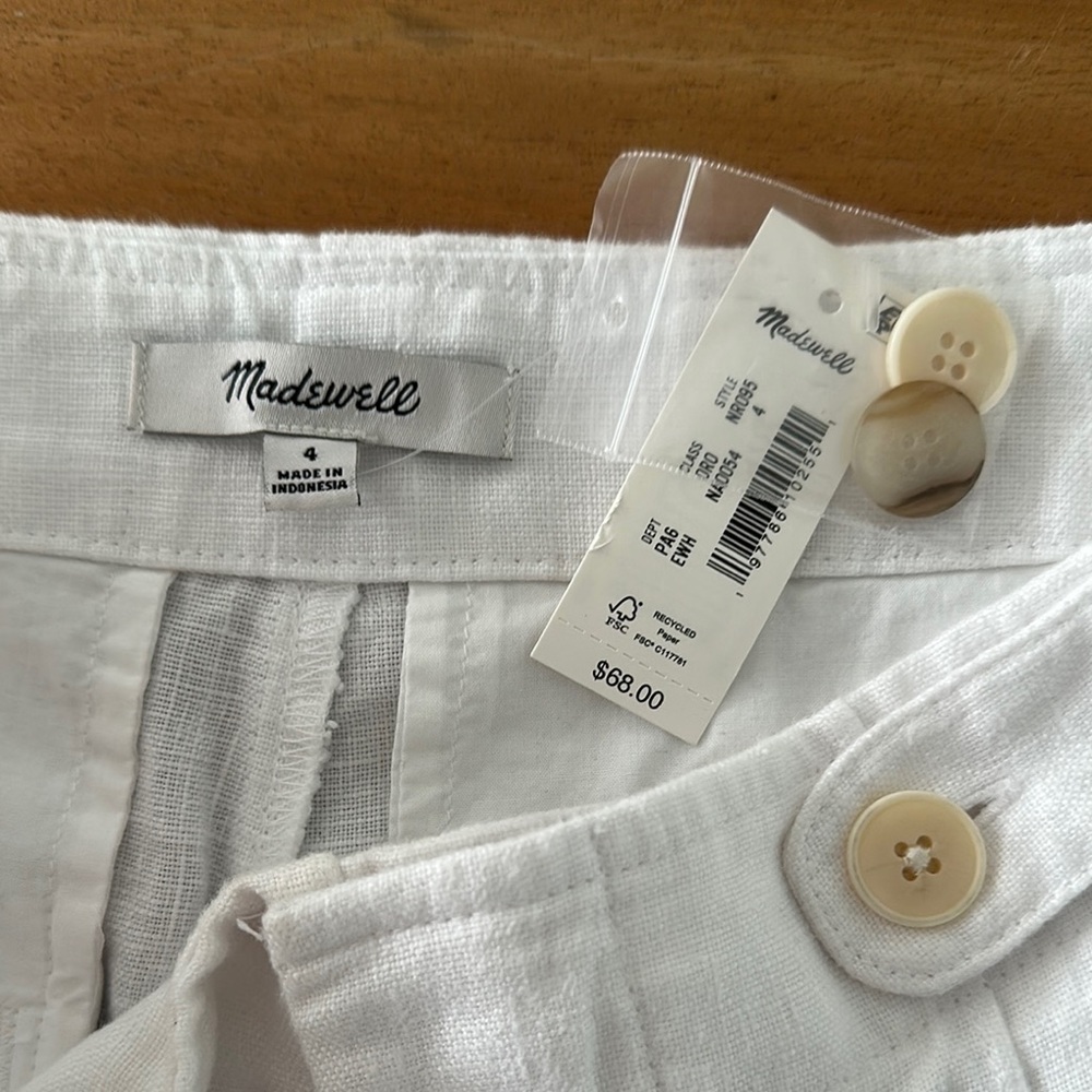Madewell NWT White Linen Shorts - Picture 3 of 3